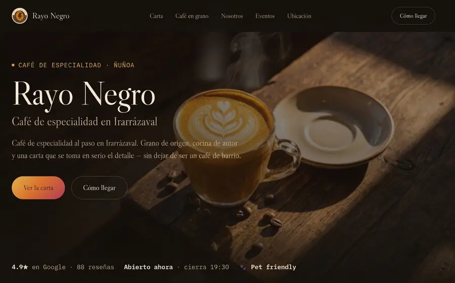 Captura del sitio de Rayo Negro